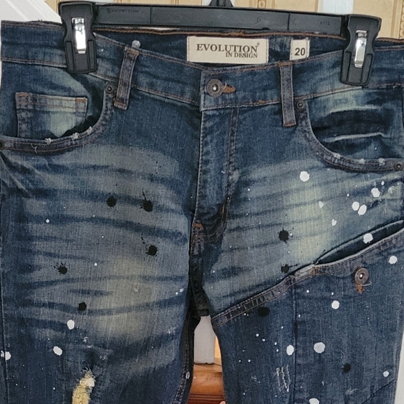 EVOLUTION IN DESIGN Distressed Paint Splatter Blue Jeans Size 20 - Picture 11 of 11